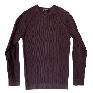 I.N.C Women Long Sleeve V-neck Knit Sweater size M, Deep Wine Purple